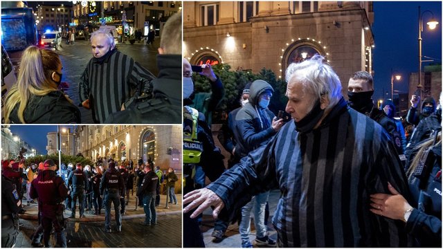 Vilniaus centre – protestas prieš kaukių dėvėjimą: agresyvius asmenis tramdė pareigūnai