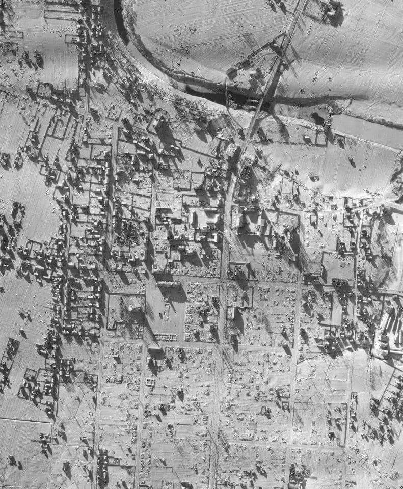 Sugriauta Tauragė. Vokiečių karinė žvalgybinė nuotrauka (apie 1944 m.).