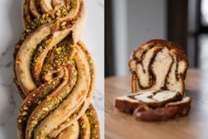 Mielinės tešlos pynė su cinamonu ir pistacijomis namus iškvėpins Kalėdų aromatais