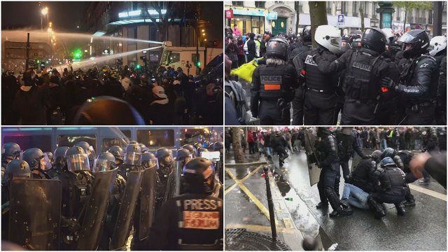 Paryžiuje trečia dieną iš eilės nerimsta protestai: suimta apie 120 demonstrantų