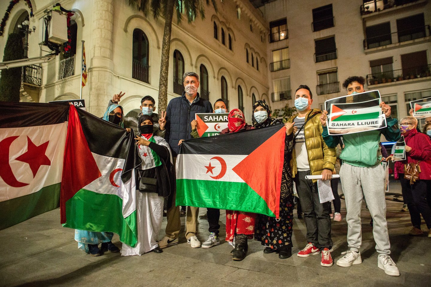 Protestuotojai Barselonoje reikalauja garantuoti Vakarų Saharai teisę nuspręsti savo politinį likimą.<br>ZUMAPRESS.com/Scanpix nuotr.