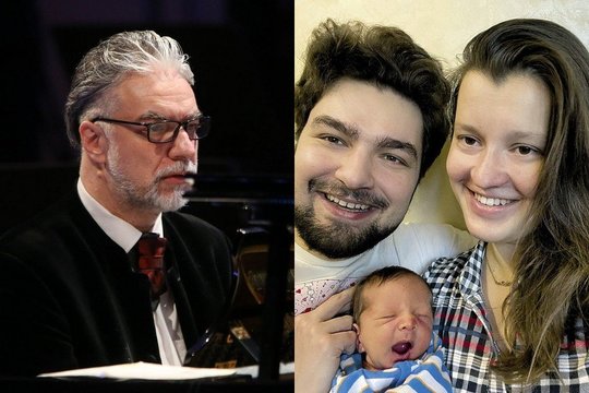 Petras Geniušas (kairėje) ir Lukas Geniušas su žmona.