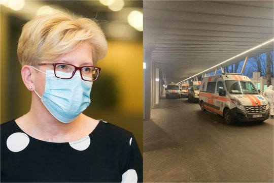 Premjerė Ingrida Šimonytė sako neatmetanti galimybės prašyti medikų iš užsienio pagalbos, ir toliau šalies ligoninėse vis daugėjant COVID-19 pacientų.