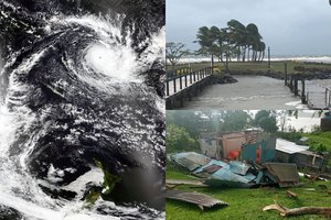 Superciklonas Ramiajame vandenyne šluoja nuo žemės paviršiaus salose esančius kaimus