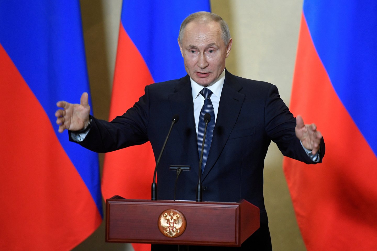 Rusijos prezidentui V. Putinas.<br>Reuters/Scanpix.com nuotr.