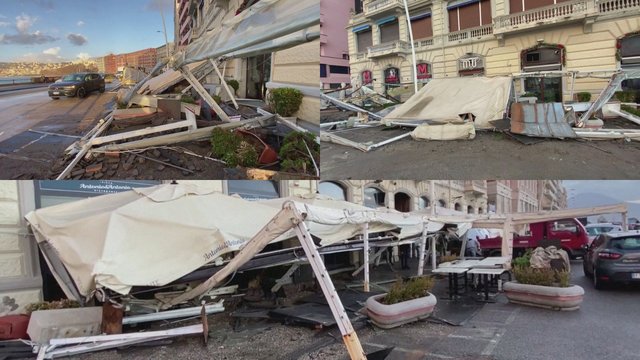 Audra sunaikino Neapolio pakrantės restoranus