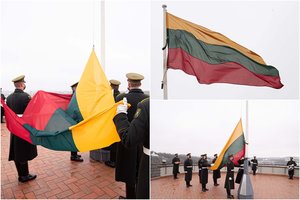 Lietuvoje minima vėliavos diena – Gedimino bokšte iškelta nauja trispalvė