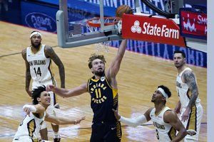 D. Sabonis – vėl su dvigubu dviženkliu, bet per pratęsimą prie „Pacers“ pergalės neprisidėjo