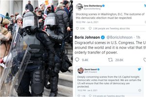 Pasaulio lyderiai stebi chaosą Vašingtone: vaizdus vadina šokiruojančiais, nerimą kelia nepagarba demokratijai