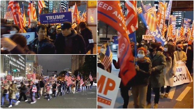 D. Trumpo šalininkai surengė triukšmingą demonstraciją Tokijuje