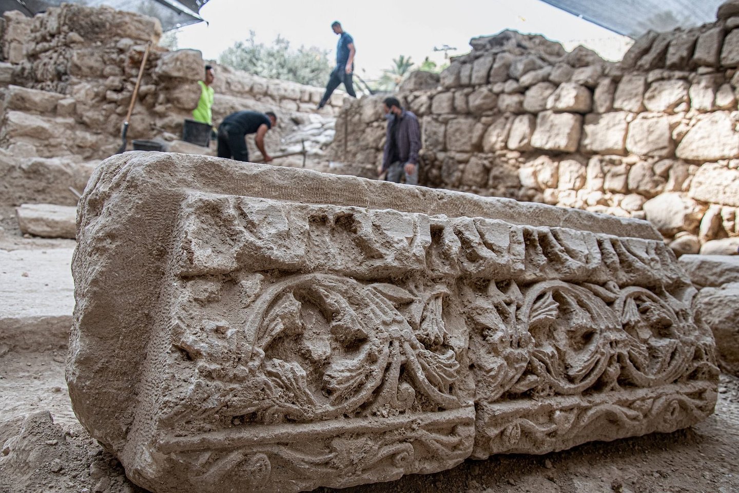 Izraelio senienų tarnybos kasinėjimai VI a. Bizantijos bažnyčioje Getsemanėje.<br> IAA nuotr.