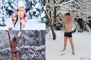 Žinomi žmonės suskubo džiaugtis pasakiškais sniego patalais: kai kurie net apsinuogino