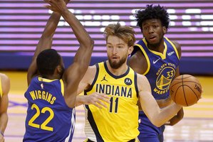 D. Sabonis tęsia dvigubų dviženklių seriją, o „Pacers“ mėgavosi pergale prieš „Warriors“