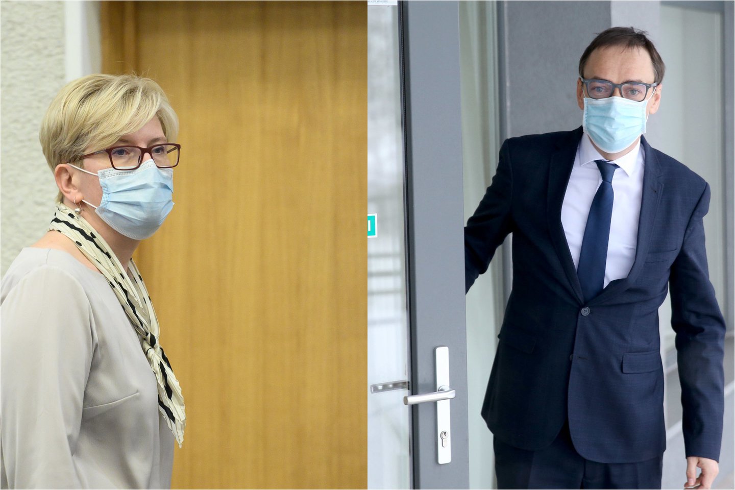 Premjerė Ingrida Šimonytė teigia, kad Nacionalinio visuomenės sveikatos centro (NVSC) direktoriaus Roberto Petraičio atsisakymas trauktis iš pareigų trukdo pandemijos valdymui. <br>lrytas.lt koliažas