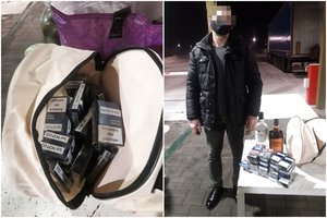 Lašinius baltarusis slėpė po striuke, kontrabandines cigaretes – po agurkais