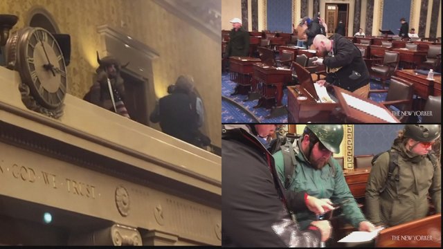 Paviešintas įrašas: Kapitolijuje maištautojai rėkė, knaisiojosi po senatorių daiktus, fotografavo dokumentus