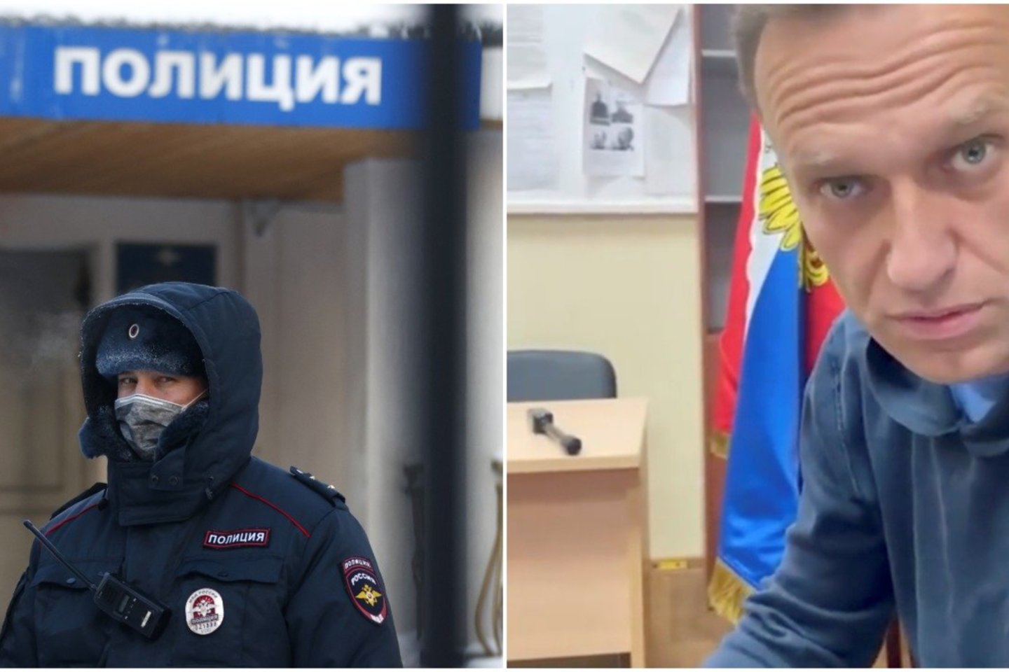  Policijos poskyryje surengtas A. Navalno teismas.
