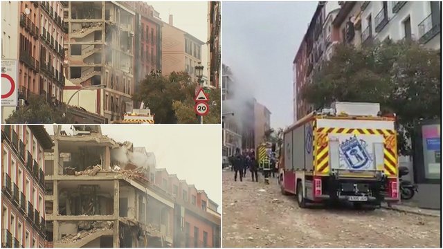 Vaizdai iš sprogimo vietos Madride: į orą pakilo milžiniškas dūmų kamuolys