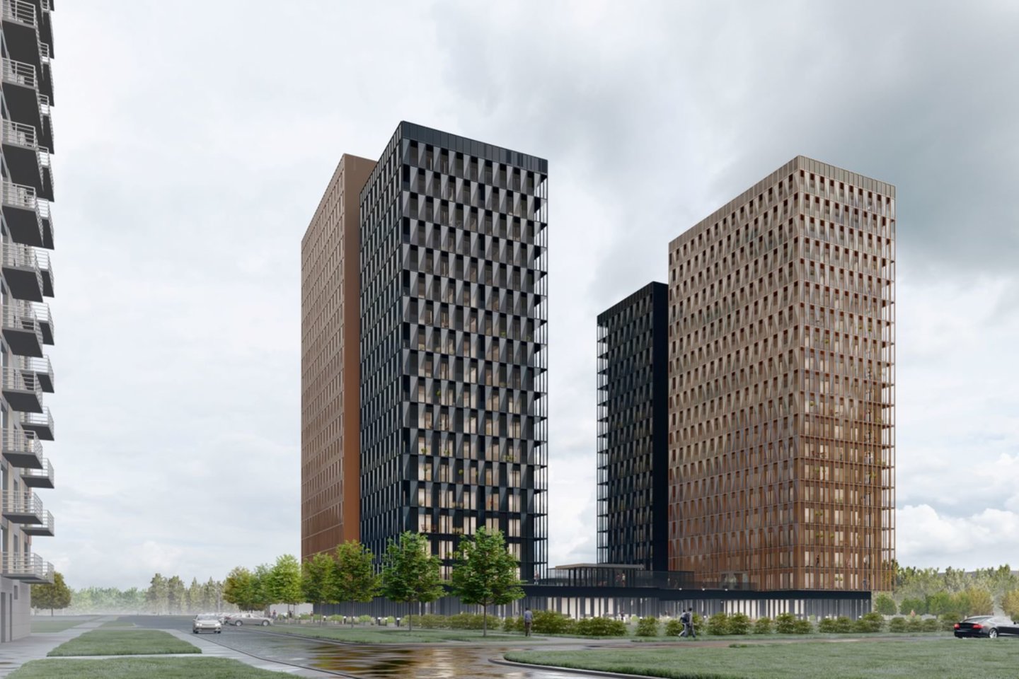 Nekilnojamojo turto (NT) plėtros UAB „Omberg“ Vilniuje suplanavo naują gyvenamųjų dangoraižių tipo modernų projektą „Skylum“, į kurį investuoja 28,5 mln. eurų.<br>Vizual.