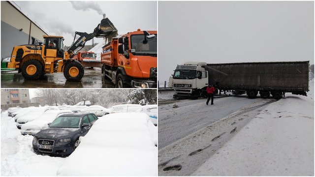 Gausus sniegas sukėlė ant kojų tarnybas: pasipylė avarijos, tūkstančiai liko be elektros