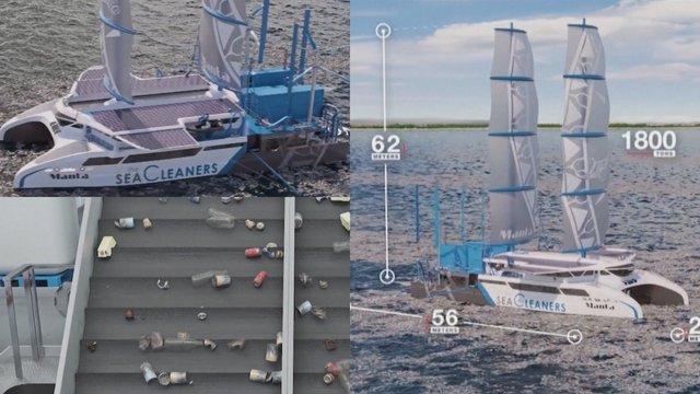 Prancūzai pristatė naujo laivo prototipą: gali išvalyti plastiku užterštus vandenynus
