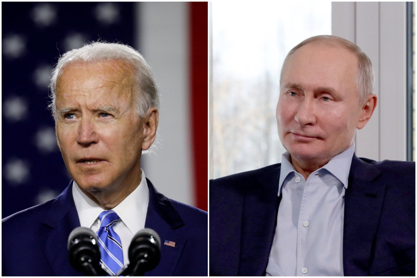J. Bidenas ir V. Putinas.