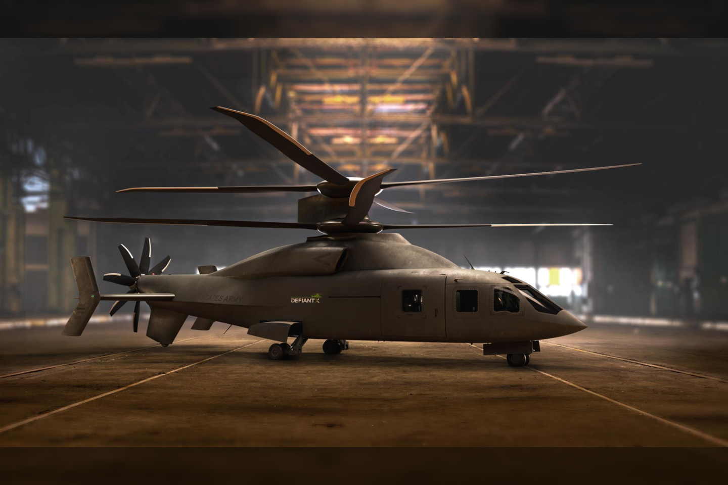  „Lockheed Martin“ kompanijos padalinys „Sikorsky“ ir „Boeing“ pristatė naujojo „Defiant X“ sraigtasparnio koncepciją.<br> „Lockheed Martin“ nuotr.