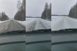 Panevėžio ir Kėdainių keliai lyg skirtingos galaktikos: vienas išblizgintas, kitas padengtas sniego sluoksniu