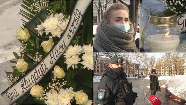 Grožio specialistai prie Vyriausybės nešė vainikus ir laidotuvių žvakes: pasak pareigūnų – tai pažeidimas