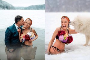 Ledinėje eketėje su vyru įsiamžinusi V. Jakučinskaitė jam skyrė jautrius žodžius