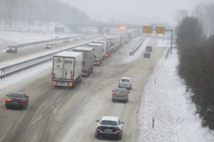 Snygis ir šaltis sutrikdė eismą Vokietijoje bei Nyderlanduose