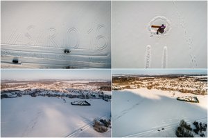 Puikus sveikinimas Lietuvai – sniege: pasidžiaugti galima vaizdu iš paukščio skrydžio