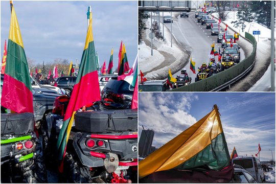 Vilniaus gatvėmis traukė įspūdinga kolona: Vasario 16-osios eitynes pakeitė važiavimas