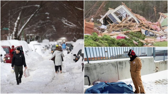 Negailestinga žiema JAV: dešimtys žuvusių, milijonai be elektros – siaučia keturi tornadai