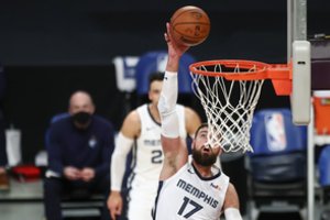 Dvigubą dviženklį surinkęs J. Valančiūnas – rezultatyviausias pergalę iškovojusios „Grizzlies“ žaidėjas