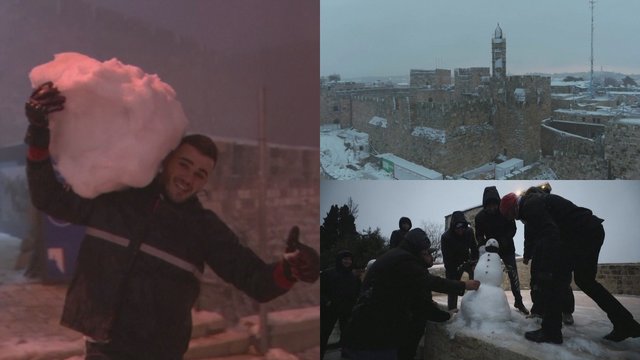 Po audros Jeruzalėje – mėgautis iškritusiu sniegu suskubo ir vaikai, ir suaugę