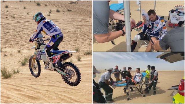 Lenktynės Dubajuje A. Gelažnikui baigėsi ligoninėje – vertėsi likus 30 km iki finišo