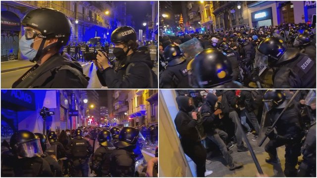 Protestai Barselonoje virto susirėmimu su policija – demonstrantus vaikė lazdomis