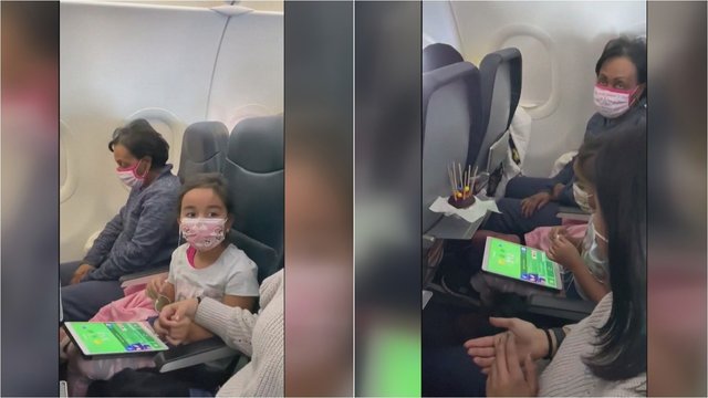 Mergaitė skrydžio metu gimimo dienos proga sulaukė netikėtos staigmenos: iškart pasigirdo plojimai