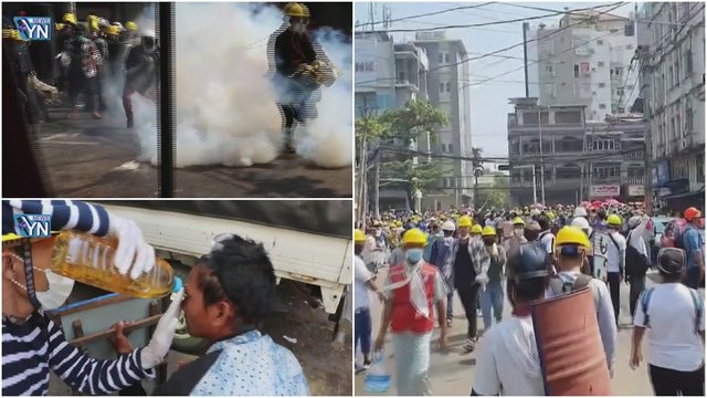 Mianmare tęsiasi protestai: per susirėmimus su policija žuvo mažiausiai 18 žmonių