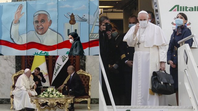 Popiežius baigė istorinį vizitą Irake: ragino gyventojus gerbti socialinę įvairovę ir išklausė jų tragiškus pasakojimus