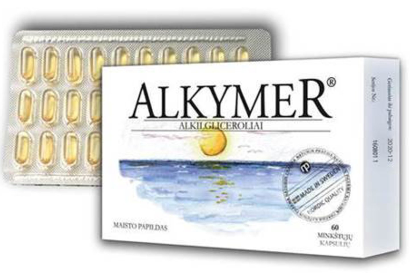 „Alkymer“ – maisto papildas su alkilgliceroliais (natūraliais lipidais), gaunamais iš ryklių kepenų aliejaus.