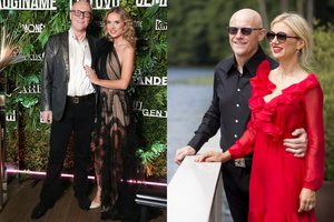 Modesta Vžesniauskaitė ir Johnas Caudwellas sūpuoja bendrą jųdviejų atžalą