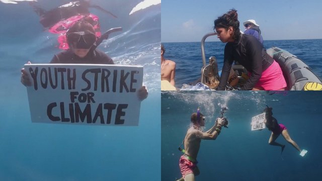 Įamžintas povandeninis streikas: atkreipia dėmesį į visuotinio atšilimo pavojų