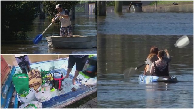 Australai bėdoje nepalieka – potvynio atskirtiems kaimynams būtiniausias prekes plukdo valtimis