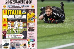Italijos spauda po pergalės nesižavėjo saviškių žaidimu ir kėlė į padanges Lietuvos rinktinės vartininką