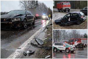 Prie Vilniaus susidūrus automobiliams nukentėjo 2 žmonės, moterį vadavo ugniagesiai