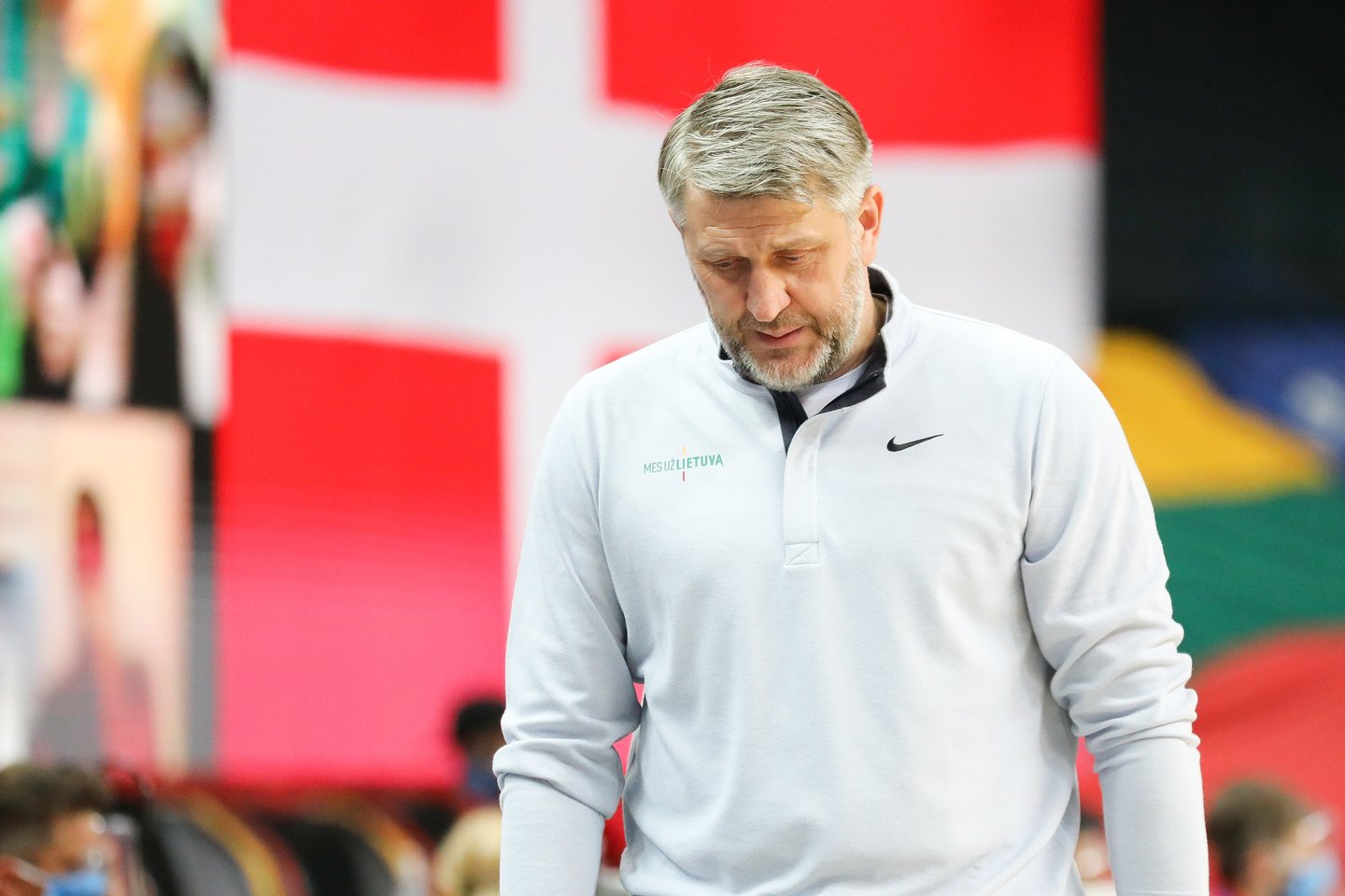 D.Maskoliūno treniruojama Lietuvos krepšinio rinktinė atsidūrė antrajame krepšelyje.<br>T.Bauro nuotr.