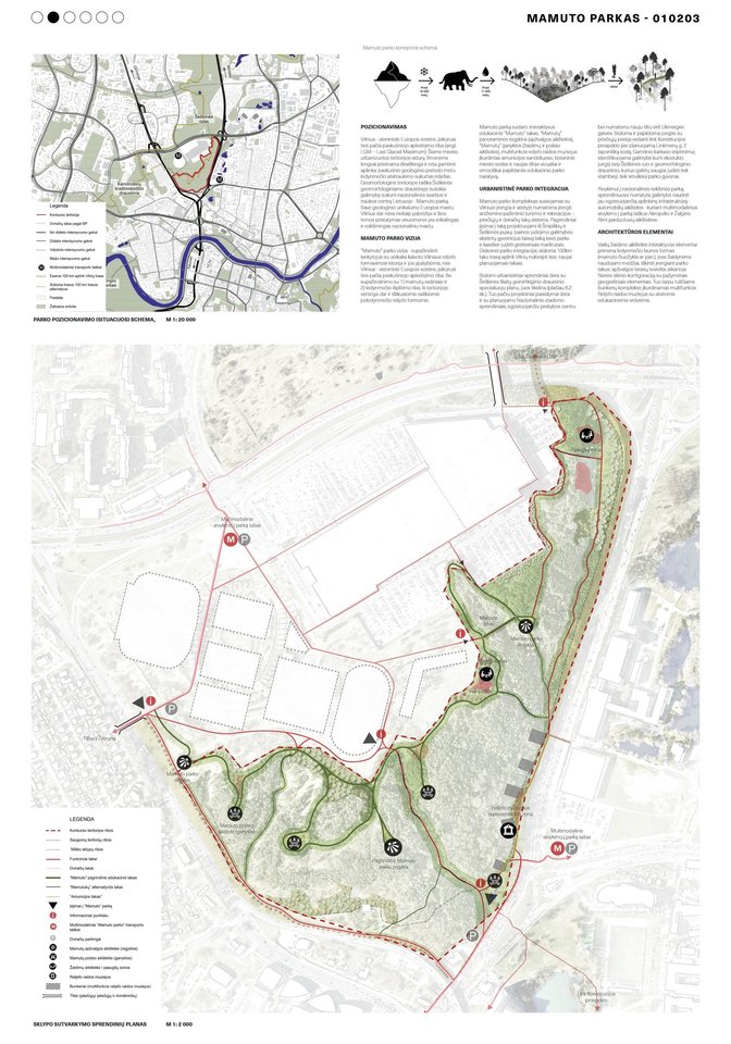 Geriausiu Vilniaus Šeškinės šlaitų geomorfologinio draustinio ir jo prieigų sutvarkymo architektūrinės idėjos konkurso projektu pripažintas mažosios bendrijos „Bauland“ projektas „Mamuto parkas“.<br>Vizual.