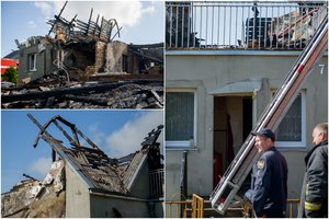 Prie Kauno nugriaudėjo sprogimas: apdegė namo 79 metų šeimininkas, liepsnos nusiaubė stogą ir antrą aukštą